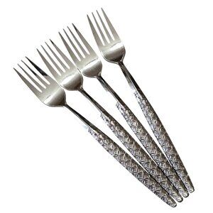 4 Cosmos Texture Dinner Fork 7" stainless Korea all over geometric slim CSM37